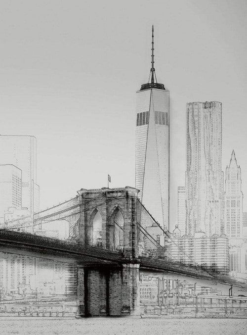 Wizard+Genius New York Art Illustration Black And White Vlies Fototapete 192x260cm 4 bahnen | Yourdecoration.de