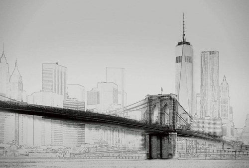 Wizard+Genius New York Art Illustration Black And White Vlies Fototapete 384x260cm 8 bahnen | Yourdecoration.de