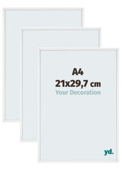 Aurora Aluminium Bilderrahmen 21x29-7cm A4 3 Stuck Weiss Hochglanz Vorne Messe | Yourdecoration.at