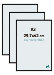 Aurora Aluminium Bilderrahmen 29-7x42cm A3 3 Stuck Schwarz Matt Vorne Messe | Yourdecoration.at