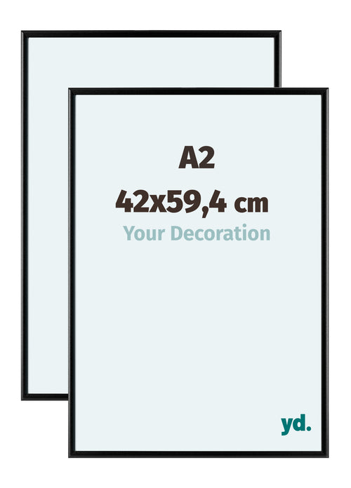 Aurora Aluminium Bilderrahmen 42x59-4cm A2 2 Stuck Schwarz Matt Vorne Messe | Yourdecoration.at