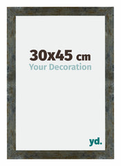 Mura MDF Bilderrahmen 30x45cm Blau Gold Meliert Vorne Messe | Yourdecoration.at