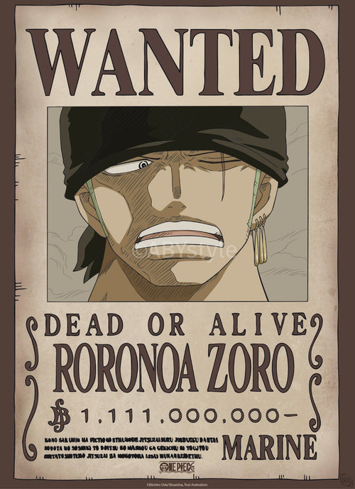 Poster One Piece Wanted Zoro Wano 38x52cm Abystyle GBYDCO624 | Yourdecoration.at