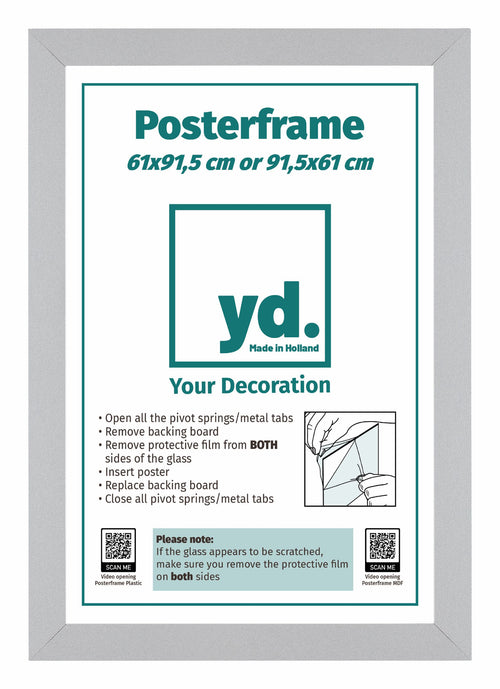 Posterrahmen 61x91,5cm Silber MDF Vorne Inlay | Yourdecoration.at