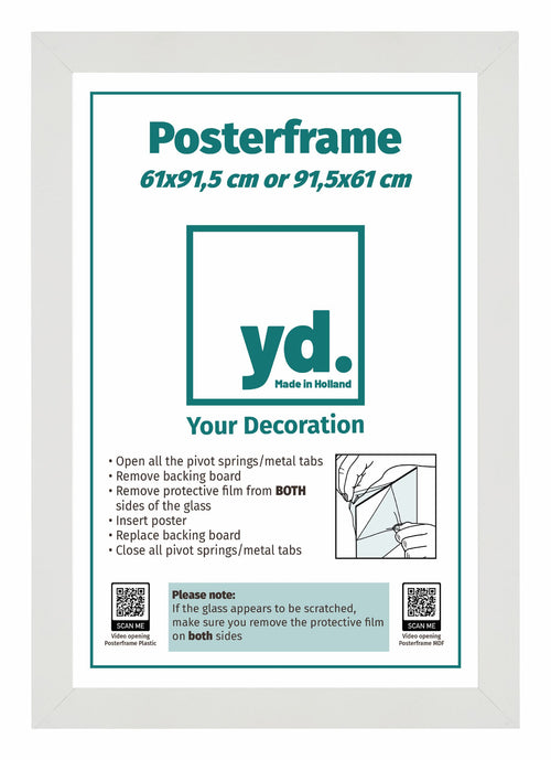 Posterrahmen 61x91,5cm Weiss MDF Vorne Inlay | Yourdecoration.at