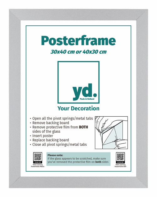 Posterrahmen MDF 30x40cm Matt Silber Vorne Messe | Yourdecoration.at