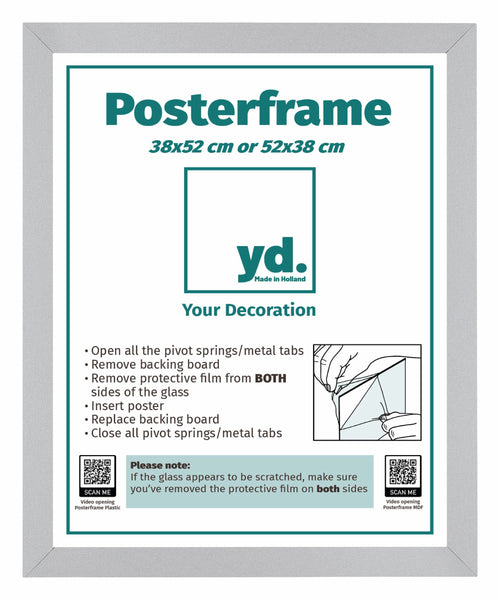 Posterrahmen MDF 38x52cm Matt Silber Vorne Messe | Yourdecoration.at