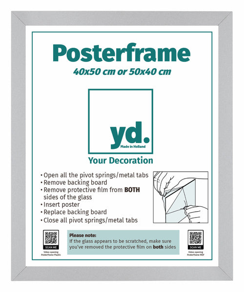 Posterrahmen MDF 40x50cm Matt Silber Vorne Messe | Yourdecoration.at