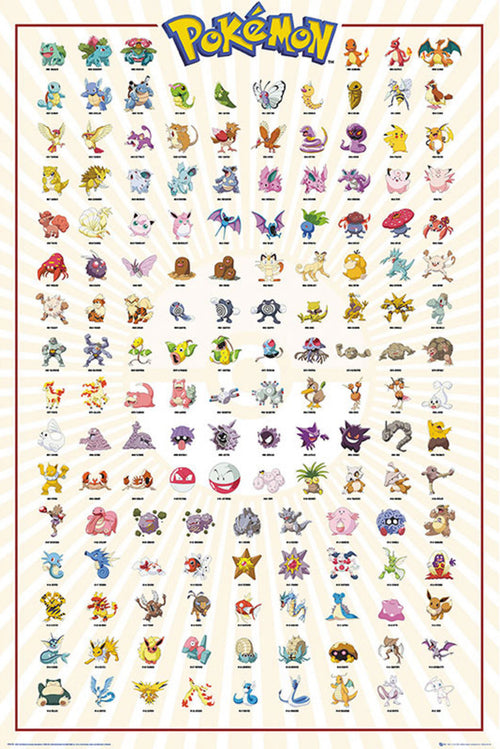 Gbeye FP4379 Pokemon Kanto 151 German Characters Poster 61x 91-5cm | Yourdecoration.at