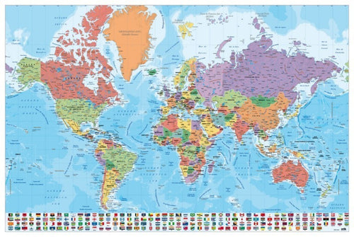 Grupo Erik GPE5044 Map World Es Physical Politic Poster 91,5X61cm | Yourdecoration.at