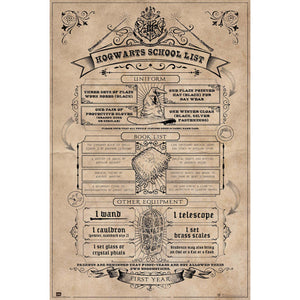 Grupo Erik GPE5158 Harry Potter Hogwarts School List Poster 61X91,5cm | Yourdecoration.at