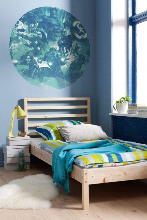 Komar Avengers Blue Power Zelfklevend Fototapete 128x128cm Rund Interieur | Yourdecoration.de