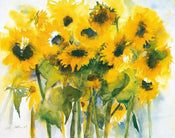 Christa Ohland Sonnenblumenfeld Kunstdruck 12x90cm | Yourdecoration.de