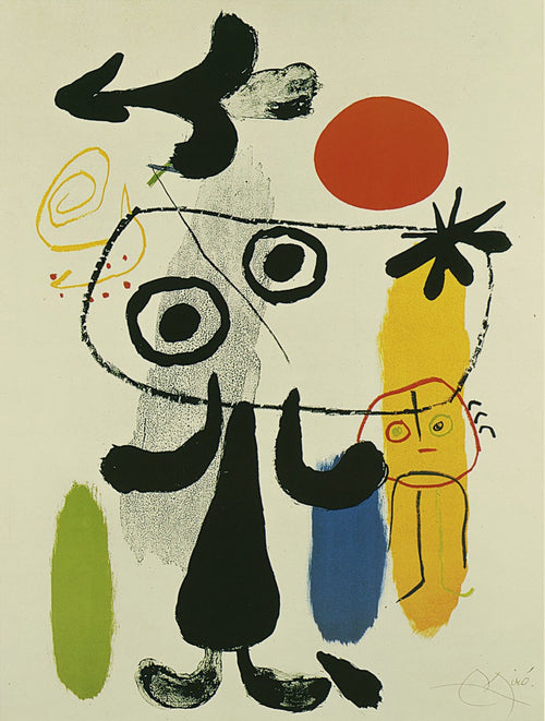 Joan Miro Figur gegen rote Sonne II Kunstdruck 70x100cm | Yourdecoration.de