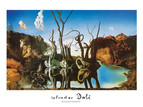 Salvador Dali Reflections of Elephants Kunstdruck 80x60cm | Yourdecoration.de