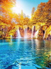 Wizard+Genius Waterfall And Lake In Croatia Vlies Fototapete 192x260cm 4 bahnen | Yourdecoration.de