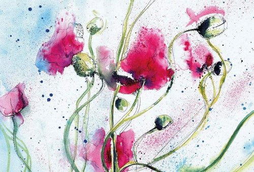 Wizard+Genius Poppies Watercolour Vlies Fototapete 384x260cm 8 bahnen | Yourdecoration.de