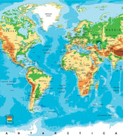 Dimex World Map Fototapete 225x250cm 3 Bahnen | Yourdecoration.de