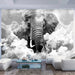 Fototapete - Elephant in the Clouds Black and White - Vliestapete