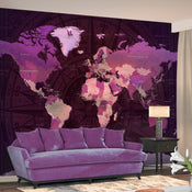 Fototapete - Purple World Map - Vliestapete