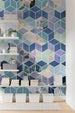 Komar Geometric Blue Vlies Fototapete 200x250cm 2 bahnen Sfeer | Yourdecoration.de